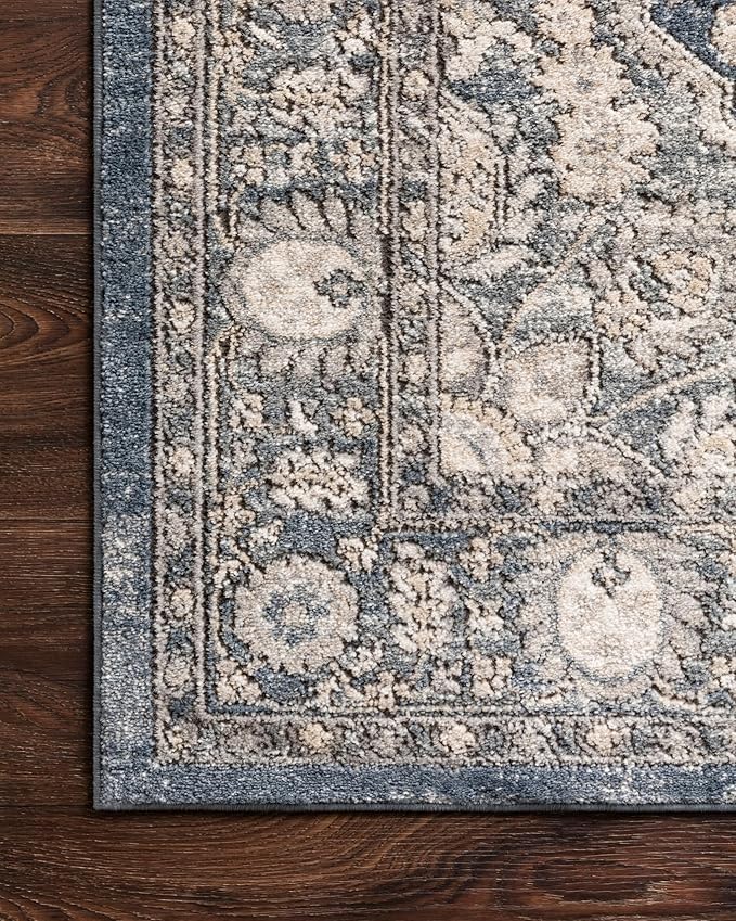 Loloi Teagan Collection TEA-01 Denim/Mist 9'-9" x 13'-6" Area Rug, Large, Soft Neutral Rug, High-Traffic for Living Room, Bedroom, Home Office, Dining Area