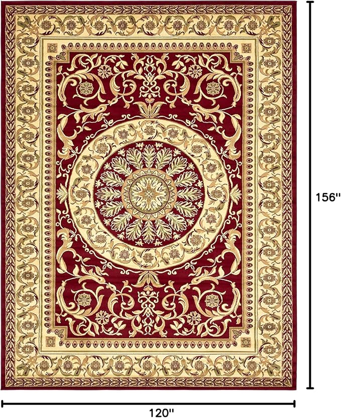 Unique Loom Versailles Collection Traditional Classic Medallion Floral Motif Area Rug (10' 0 x 13' 0 Rectangular, Burgundy/ Ivory)