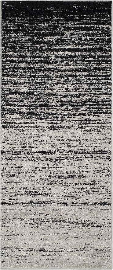 SAFAVIEH Adirondack Collection Runner Rug - 2'6" x 20', Silver & Black, Modern Ombre Design, Non Shedding & Easy to Clean, Ideal for Hallway, Foyer, Kitchen, Entryway, Bedroom (ADR113A)