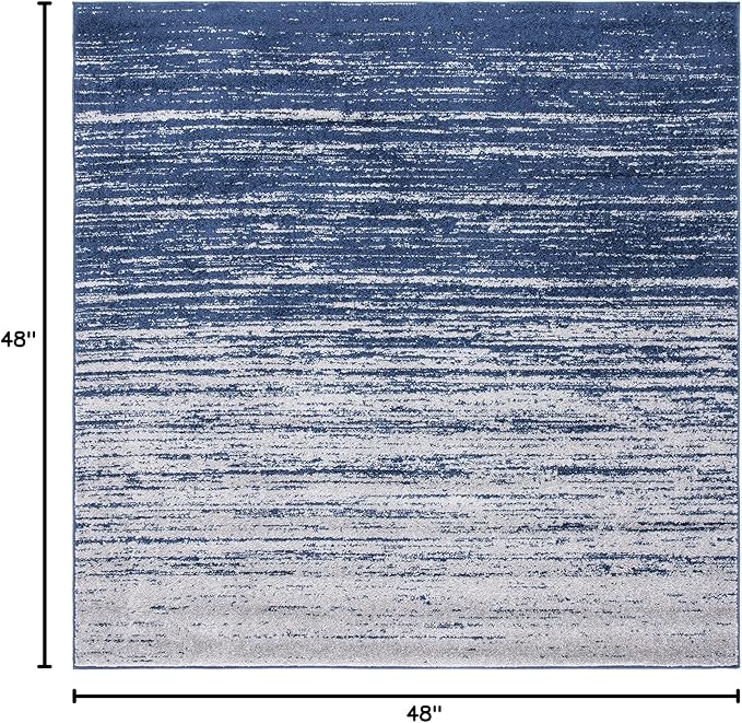 SAFAVIEH Adirondack Collection Area Rug - 4' Square, Navy & Grey, Modern Ombre Design, Non Shedding & Easy to Clean, Ideal for Living Room, Bedroom, Office, Dining Space (ADR113E)