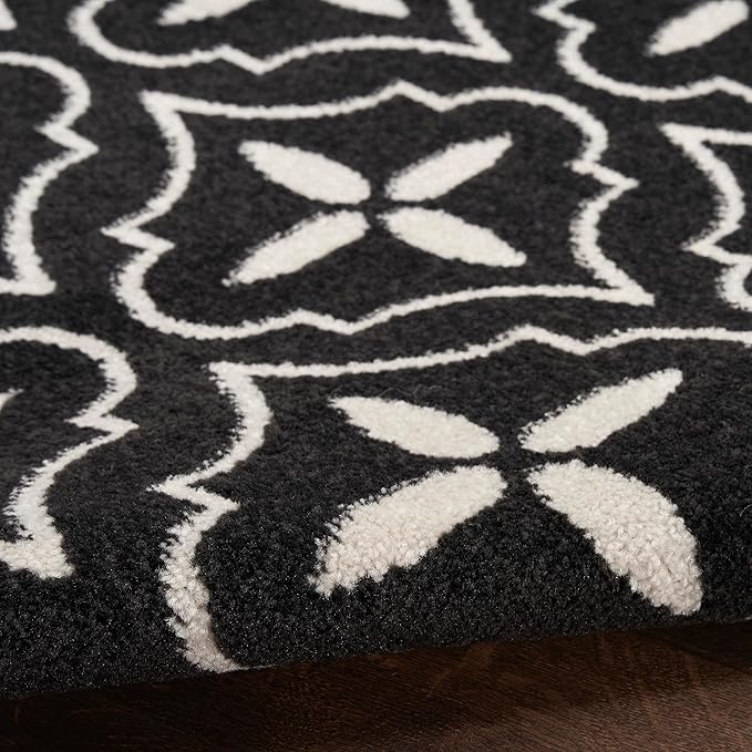 Nourison Home Nourison Essentials Black Ivory 4' x 6' Area Rug - Easy Clean, Non Shedding, Bed Room, Living Room, Dining Room, Kitchen (4' x 6')