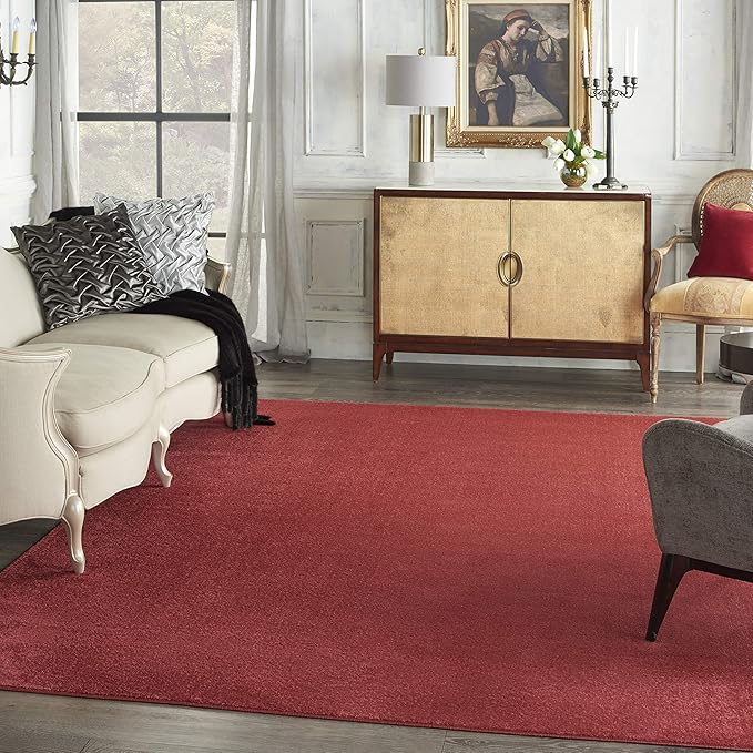 Nourison Home Nourison Essentials Brick Red 8' x 10' Area Rug - Easy Clean, Non Shedding, Bed Room, Living Room, Dining Room, Kitchen (8' x 10')