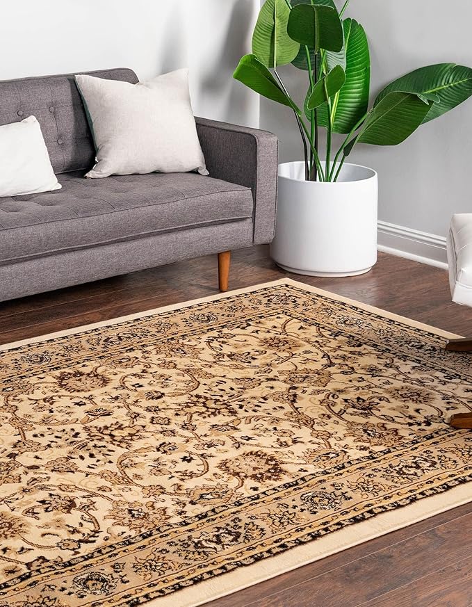 Rugs.com Yasmin Collection Rug – 10' x 13' Ivory Medium Rug Perfect for Living Rooms, Large Dining Rooms, Open Floorplans