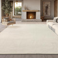 Bedsure 9x12 Faux Wool Area Rugs for Living Room, Machine Washable Carpet, Non-Slip Backing, Pet Friendly Throw Rug for Bedroom Dining Room, Linen