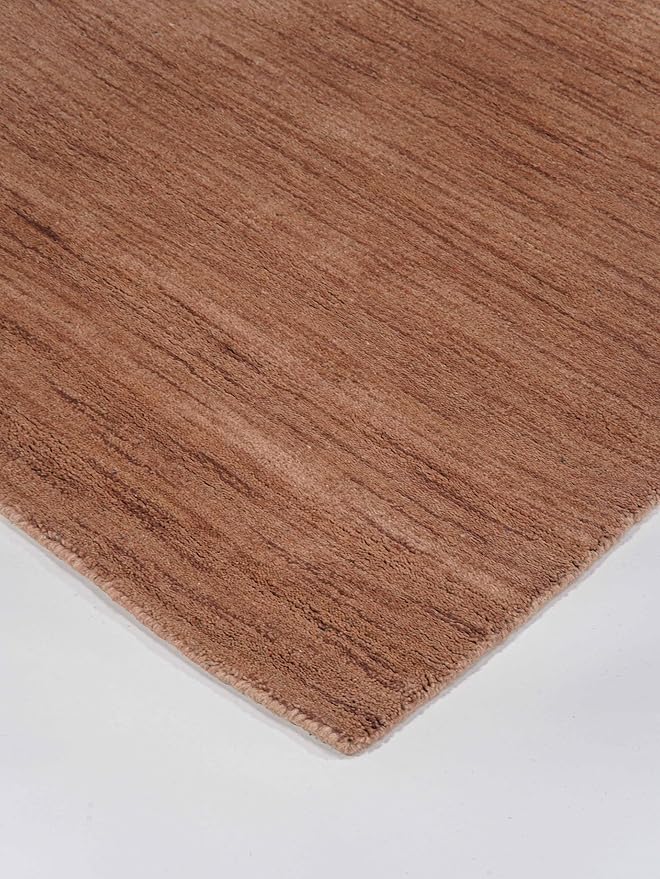 Hand Knotted Loom Wool ECO-Friendly Area Rugs - 3'x5', Rectangle, Light Brown Color, Solid Plain Design, High Pile Thick Handmade Anti Skid Rugs for Living Room (L00111)