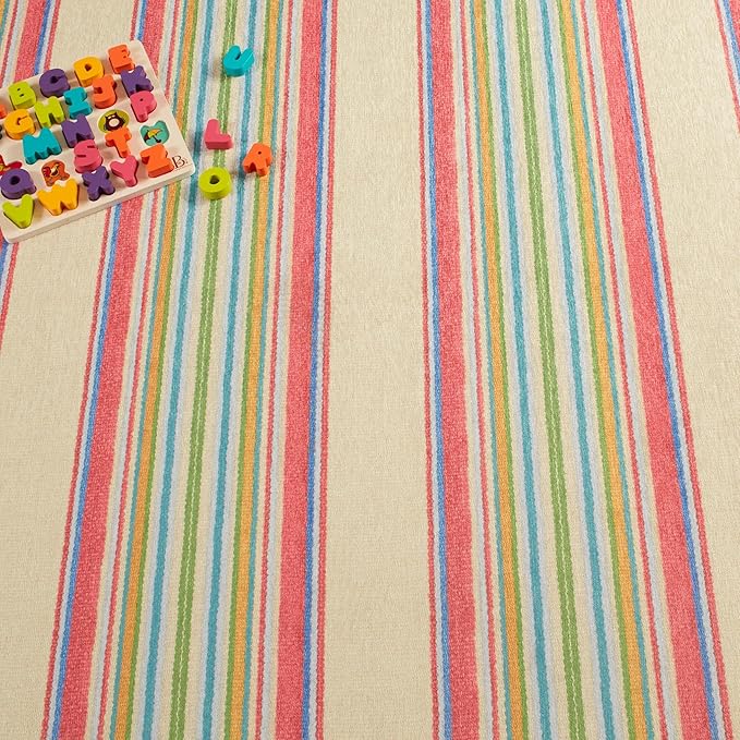 Dash & Albert Cady Stripe Multi Machine Washable Rug, 4 X 6 Feet, Multicolored Stripe Pattern - Premium Luxury Hotel Quality Soft Breathable Hypoallergenic Machine Washable Easy Care All Season
