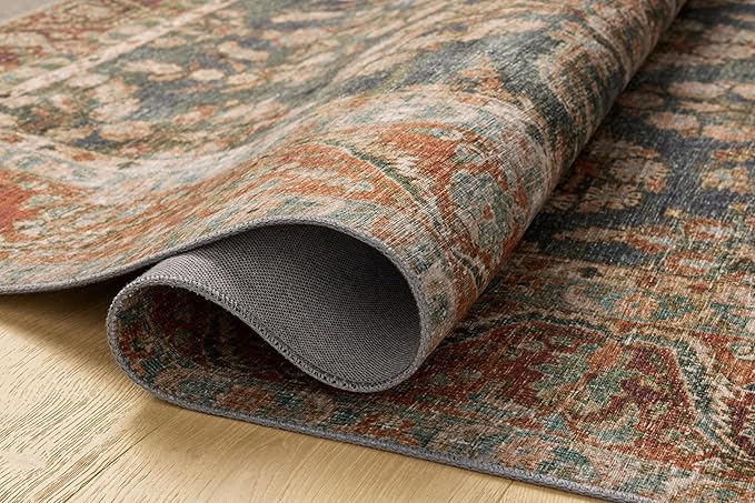 Loloi Chris Loves Julia Jules Collection JUL-10 Ocean/Spice 3'-6" x 5'-6", .13" Pile Height, Area Rug