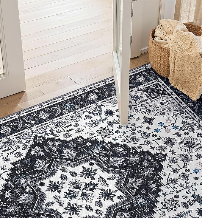 2x6 Area Rug,Boho Vintage Oriental Washable Rugs,Collapsible Area Rug for Bedroom, Entryway, Kitchen, Bathroom