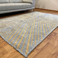 Alfa Rich 5x8 Geometric Gray Gold Washable Area Rugs for Living Room Bedroom Kitchen Cotton Rug