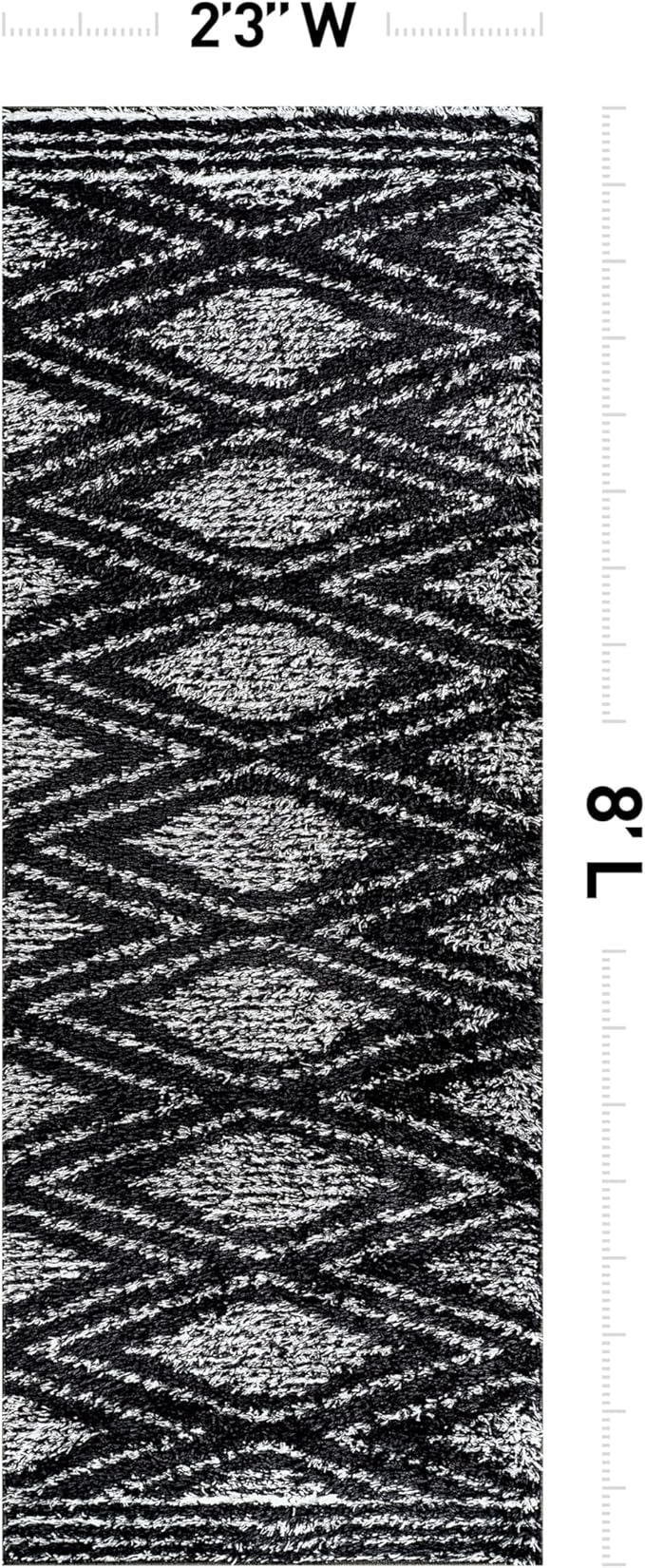 Rugshop Geometric Shag Runner Rug Anthracite Dark Gray and White 2' 3" x 8' Perfect for Hallways, Kitchens, or Behind The Sofa