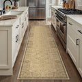 HUGEAR 2x8 Machine Washable Hallway Runner Rugs Vintage Brown - Neutral Non Slip Stain Resistant Low Pile Aesthetic Throw Carpet Kids & Pet Friendly for Bedroom Kitchen Entryway