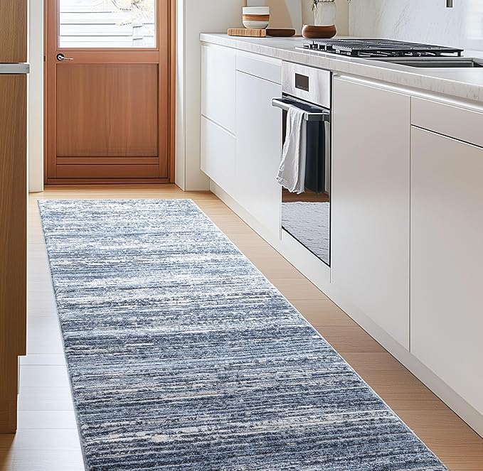 Well Woven Custom Size Hallway & Stair Runner- Harlow Delphi Taupe 31 Inches Wide x 14 Feet Long Runner (31" x 14') Runner Rug - Modern Stripes Pattern, Ultra-Soft, Easy-Clean
