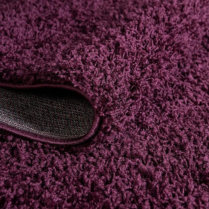 Unique Loom Solid Shag Collection Area Rug (3' 3" x 5' 3" Oval, Eggplant Purple)
