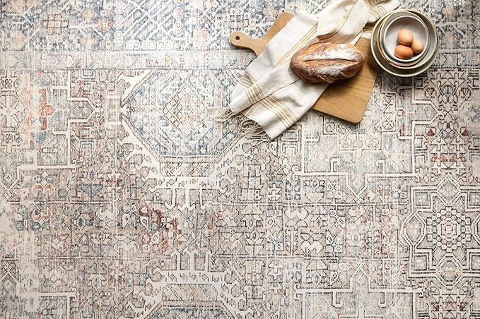 Loloi Chris Loves Julia Jules Collection JUL-07 Natural/Ocean 2'-3'' x 3'-9'', .13" Pile Height, Accent Rug