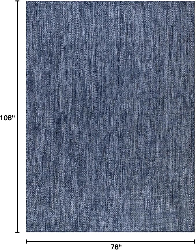 Beverly Rug Indoor Outdoor Rug 6x9, Washable Outside Carpet for Patio, Deck, Porch, Solid Modern Area Rug, Water Resistant, Azure Blue