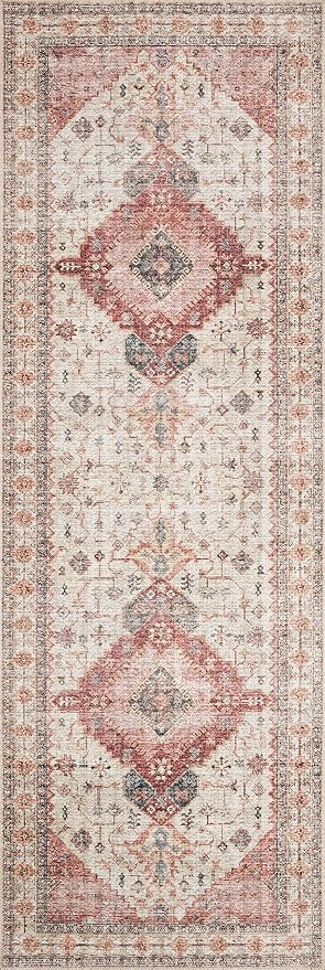 Loloi II Skye Collection SKY-02 Ivory/Berry 5'-0" x 7'-6" Area Rug