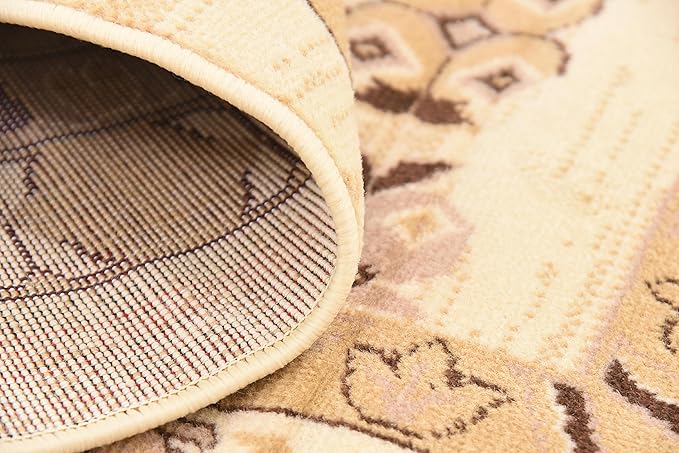 Unique Loom Taftan Collection Border Geometric Tribal Inspired Design Area Rug (8' 0 x 8' 0 Square, Ivory/ Tan)