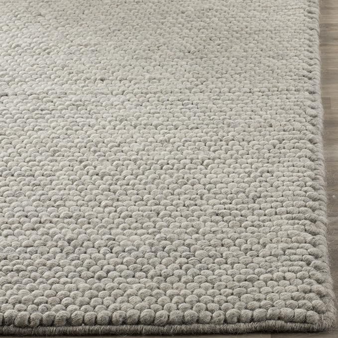 SAFAVIEH Area Rug 8x10 - Natura Collection - Large - Silver, Handmade Wool Blend, Textured Design, Ideal for Living Room, Bedroom, Dining Space (NAT620C)