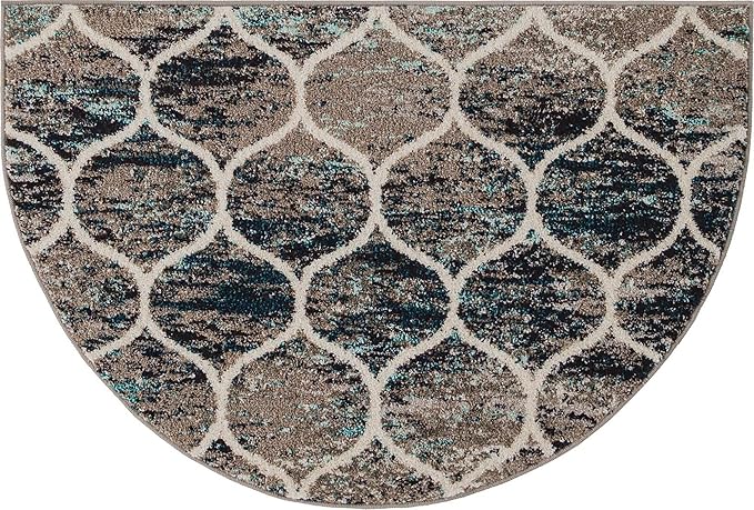 Rugs.com Lattice Frieze Collection Rug – 2x4 Hearth Blue Multi Medium-Pile Rug Perfect for Living Rooms, Large Dining Rooms, Open Floorplans