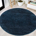 Eyely UES100C-8R Supersoft Haze Solid Low-Pile Indoor Area Rug, Coastal, Bohemian, Minimalist, Classic, Casual for Bedroom,Kitchen,Living Room,Non Shedding,Easy-Washing, Blue, 8' Round