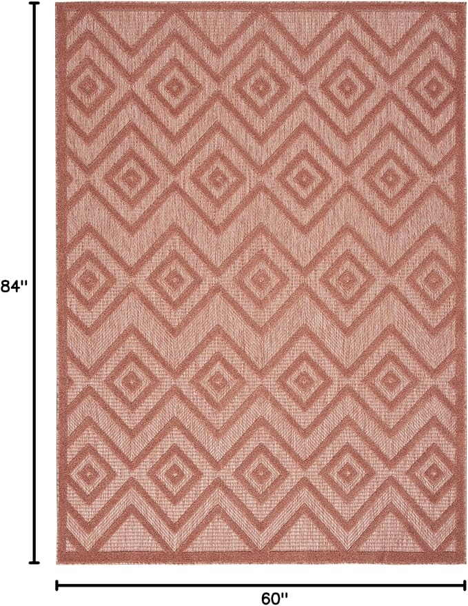 Nourison Home Versatile Coral Orange 5' x 7' Area Rug - Easy Clean, Non Shedding, Bed Room, Living Room, Dining Room, Kitchen (5' x 7')
