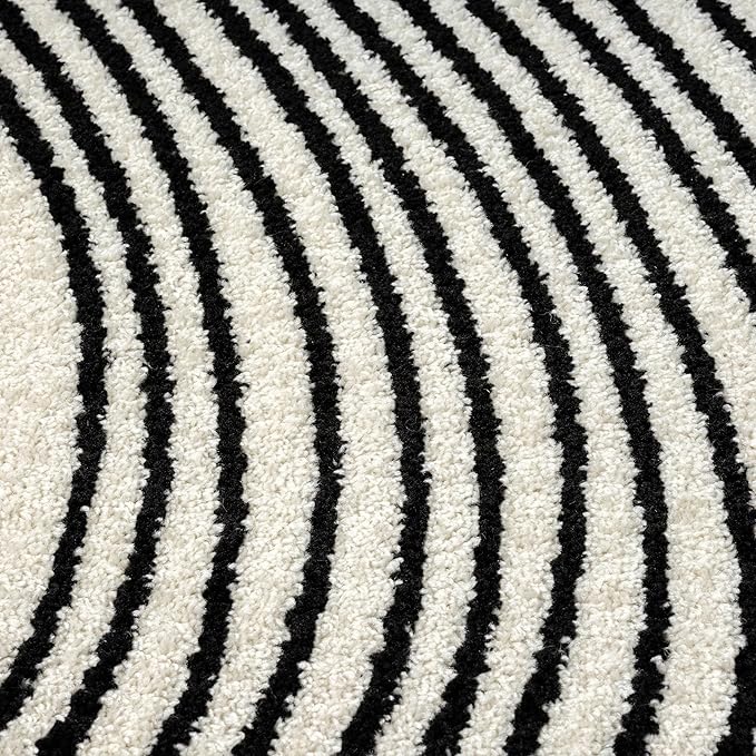 Abani Nuevo Beige Black Swirls Modern Area Rug 8' x 10' for Living Room, Bedroom - Abstract Design - Durable & Easy to Clean
