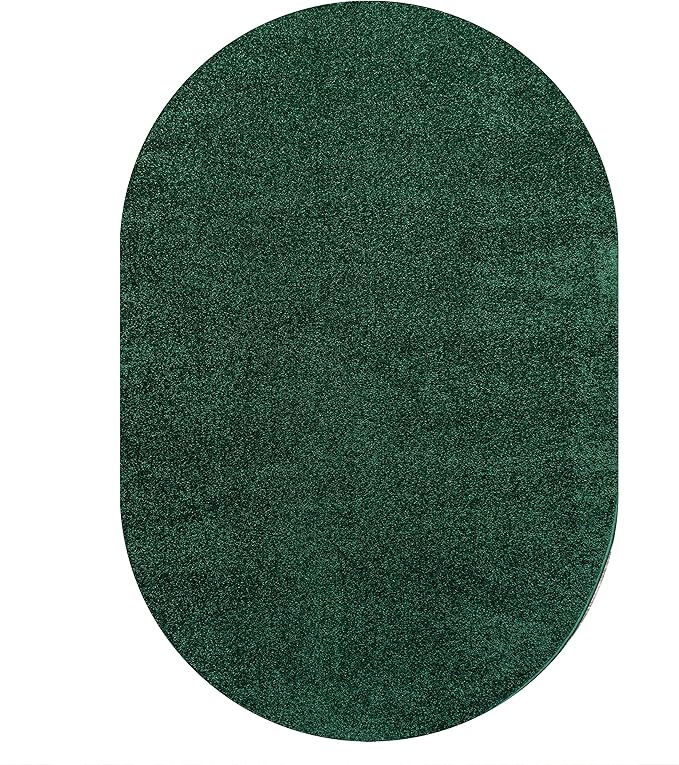 JONATHAN Y Haze Solid Low-Pile Emerald 3x5 Oval Indoor Area Rug, Coastal,Bohemian,Minimalist,Classic, Easy-Cleaning for Living Room,Bedroom,Kitchen,Pet Friendly,Non-Shedding (SEU100L-3OV)
