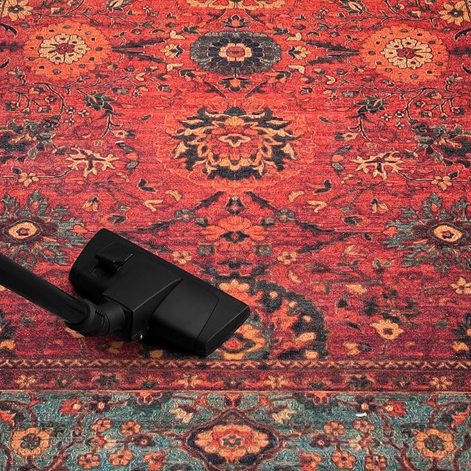 Keen Home Design 5x7 Rug - Machine Washable Area Rug with Non-Slip Backing, Ideal for Living Room, Dining Room, Bedroom - Vintage, Easy Clean, Durable, Low Pile Rug - (5' x 7')