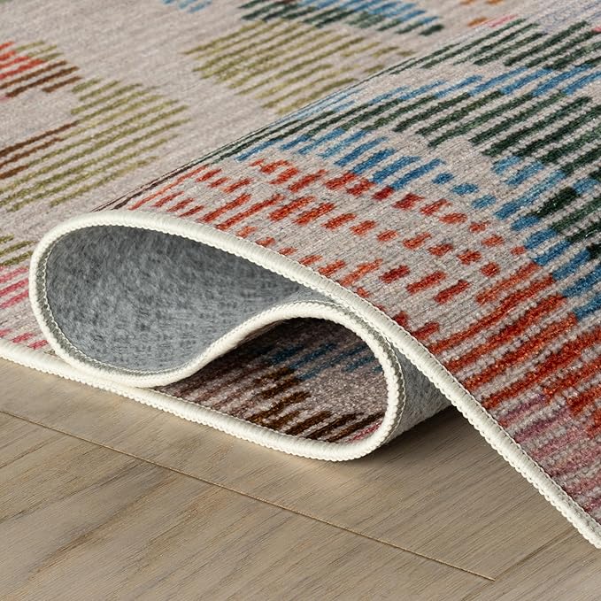 Dash & Albert Bloom Multi Machine Washable Rug, 3 X 5 Feet, Blue/Ivory Floral Pattern
