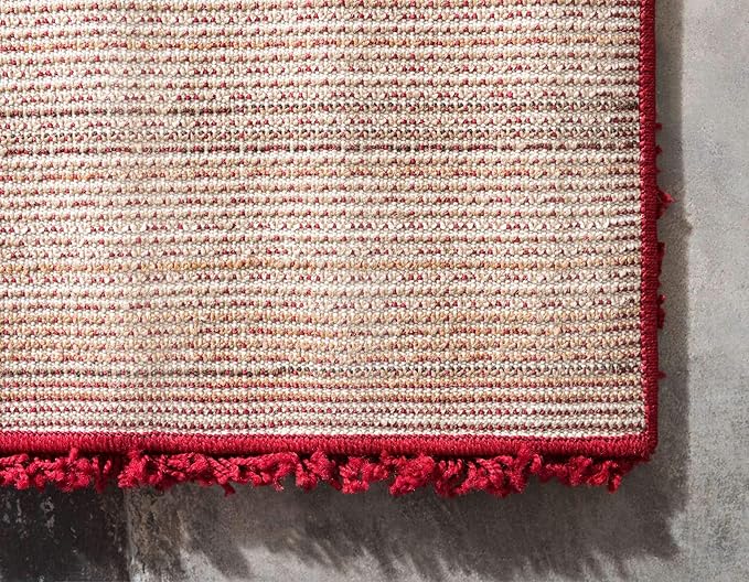 Unique Loom Solid Shag Collection Area Rug (6' 1" x 9' Rectangle, Cherry Red)