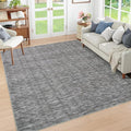 RUGSREAL Washable Contemporary Area Rug 5x7 Bedroom Large Area Rug Low-Pile Solid Modern Throw Carpet Non-Slip Stain Resistant Home Office Solid Rug for Living Room Bedroom Kids Room, 5' x 7' Grey