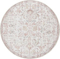 jinchan Kalen Round Rug 5ft Area Rug Washable Vintage Indoor Retro Accent Entryway Floor Cover Distressed Floral 5' Round Circle Boho Non Slip Thin Carpet for Bedroom Living Room Dining Room Red