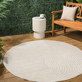 JONATHAN Y Hallie High-Low Curve Ivory/Cream 9' Round Indoor/Outdoor Area Rug, Minimalist, Pet Friendly, Non-Shedding, Stain Resistant, Hose-Washable for Backyard, Patio, Porch (SCN100B-9R)
