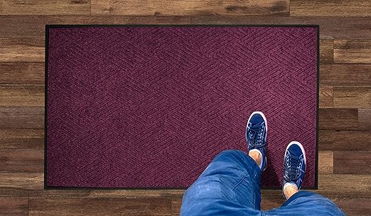 WaterHog Diamond | Commercial-Grade Entrance Mat with Rubber Border – Indoor/Outdoor, Quick Drying, Stain Resistant Door Mat (Bordeaux, 3' x 10')