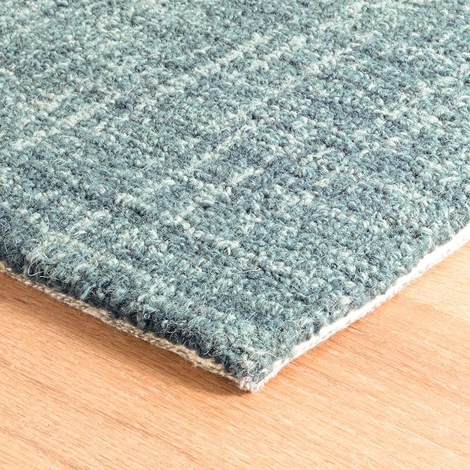 Dash and Albert Crosshatch Wool Area Rug - 5' x 8' Aegean Solid Hand Micro Hooked Accent Rug - Durable, High Traffic Areas Bedroom, Hallway, Stairs - Premium Luxury Hotel Quality Soft Breathable