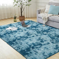 Andency 8x10 Area Rugs for Living Room, Non-Slip Fluffy Soft Large Shag Bedroom Carpet, Tie-Dyed Navy Blue Big Indoor Thick Nursery Rug for Kids Dorm Home Decor Aesthetic