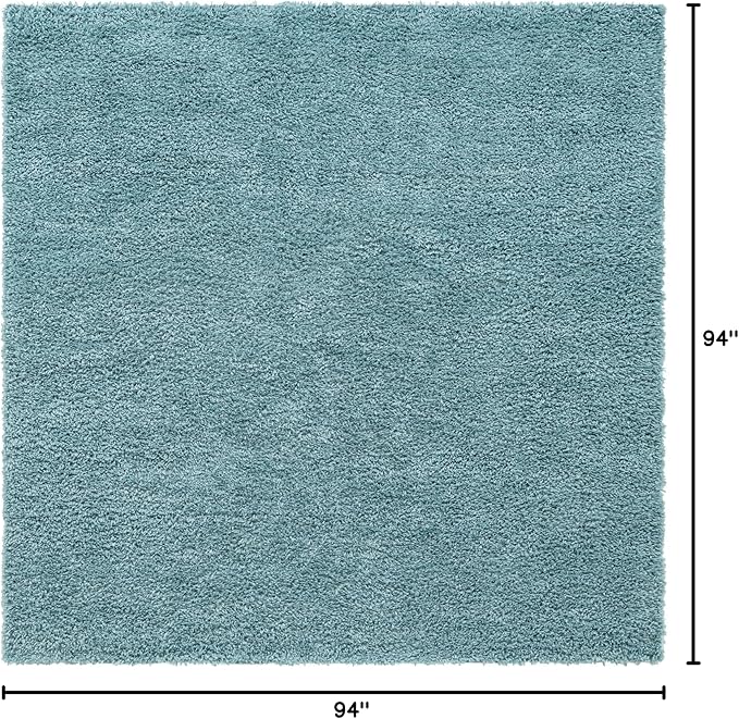Unique Loom Davos Shag Collection Area Rug - Solid (7' 10" Square, Aqua)