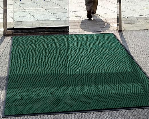 WaterHog Diamond | Commercial-Grade Entrance Mat with Rubber Border – Indoor/Outdoor, Quick Drying, Stain Resistant Door Mat (Evergreen, 12.2' Length x 6' Width)