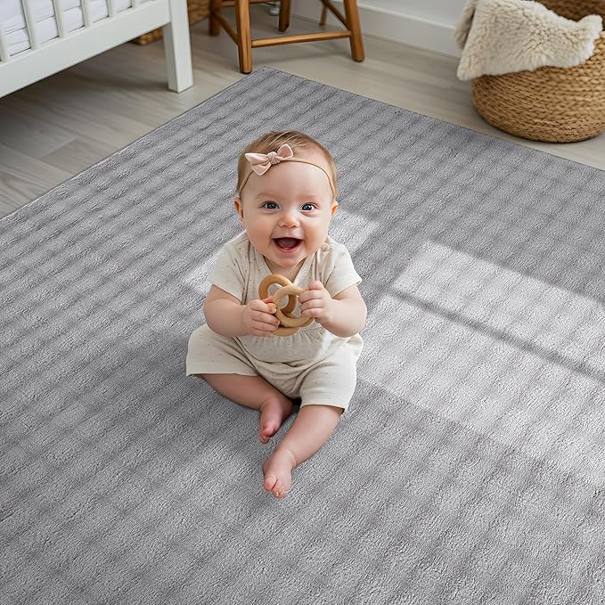 CAMILSON Modern Gray Non Slip Rug 4x6 Ultra Soft High Pile Area Rugs Non Skid Rubber Backing Durable & Easy to Clean Carpet for Living Room Bedroom Kids Room Indoor Use (4 x 6 Gray)