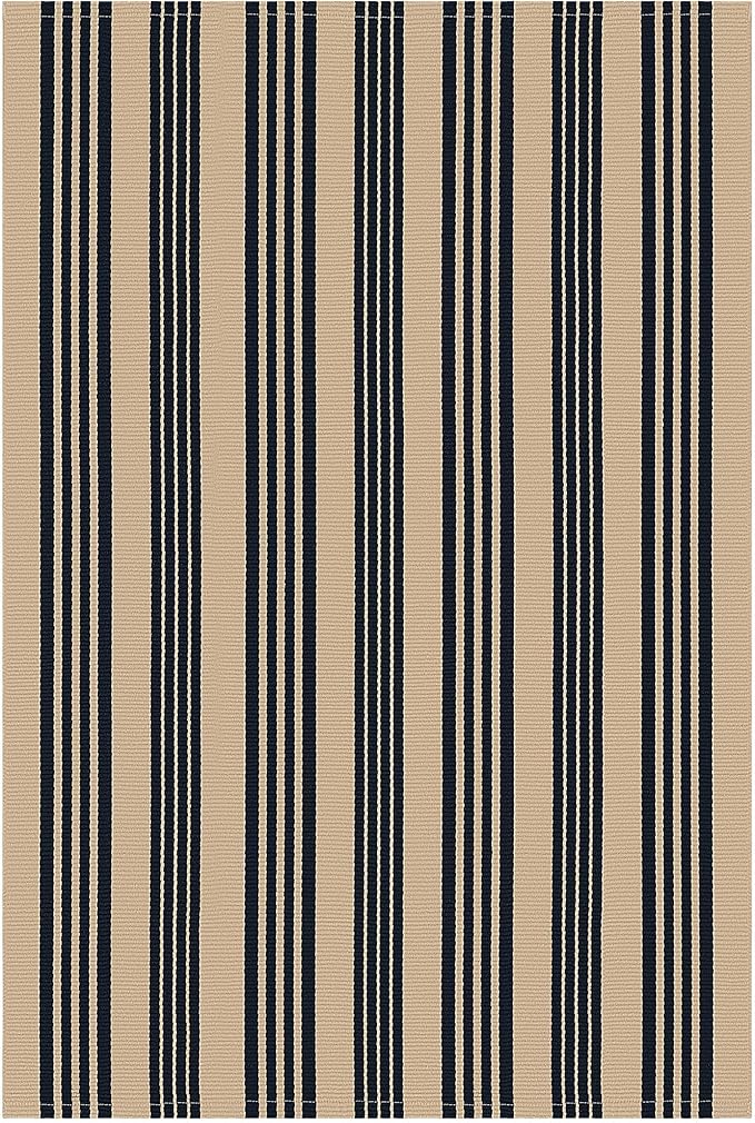 KOZYFLY Striped Front Door Mat 4x6 Ft Brown and Black Front Door Rug Cotton Washable Indoor Outdoor Rug Large Doormats Outdoor Striped Area Rugs for Kitchen Entryway Front Porch