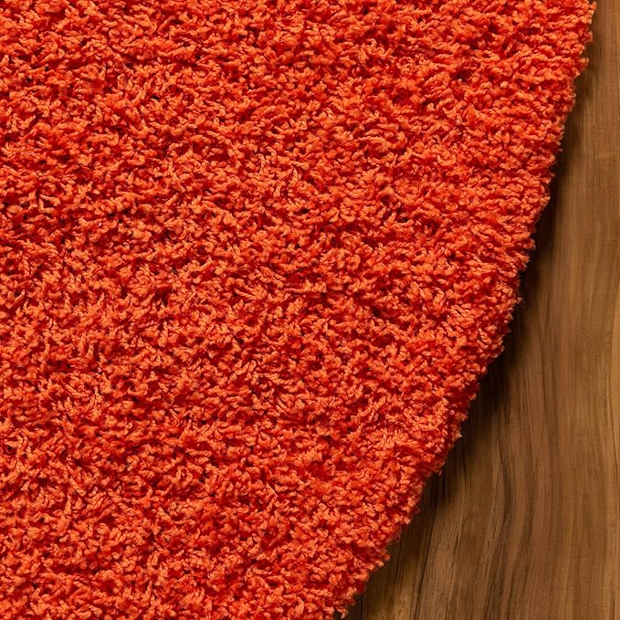 Unique Loom Solid Shag Collection Area Rug (3' 3" x 5' 3" Oval, Tiger Orange)