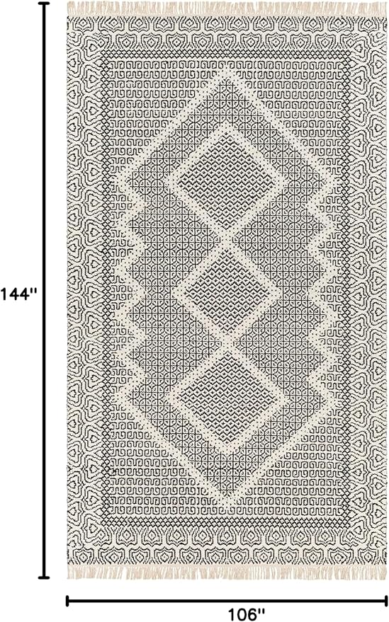 Mark&Day Wool Rugs, 9x12 Nishnabotny Cottage Dark Gray Area Rug, Grey Beige Carpet for Living Room, Bedroom or Kitchen (8'10" x 12')