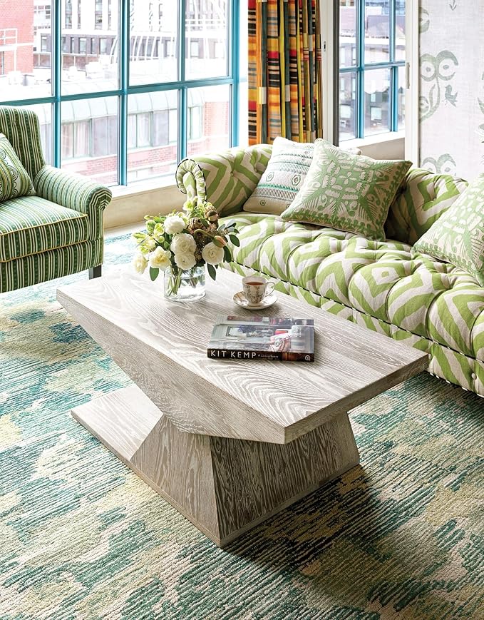 Dash and Albert x Kit Kemp Ladycross Wool Area Rug - 3' x 5' Green Graphic Hand Hooked Accent Rug - Durable, High Traffic Areas Living Room, Hallway, Stairs
