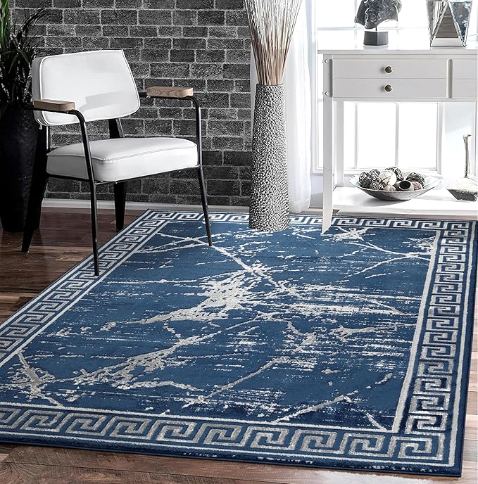 GLORY RUGS Area Rugs Marble 5x7 Navy Gray Carpet Modern Abstract Rug Living Room Dining Bedroom Rug