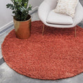 Unique Loom Solid Shag Collection Area Rug (5' 3" Round, Terracotta)