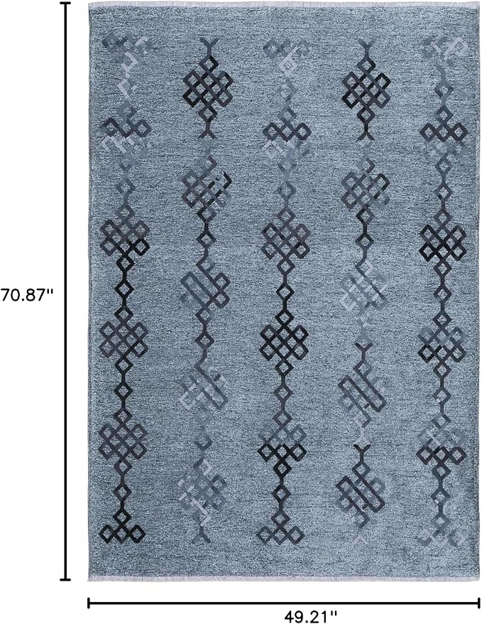 Alfa Rich 4x6 Bluish Gray Washable Area Rugs for Living Room Bedroom Kitchen Decor Cotton Rug