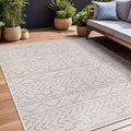 Beverly Rug Waikiki Indoor Outdoor Rug 5x7, Washable Outside Carpet for Patio, Deck, Porch, Trellis Area Rug, Water Resistant, Beige - White