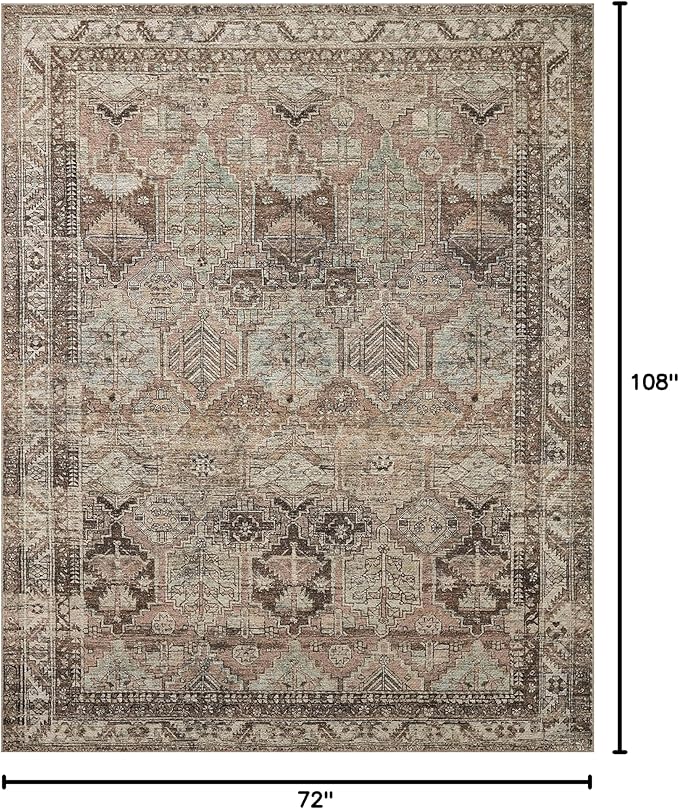 Loloi Amber Lewis Billie Collection, Clay & Sage 6'-0" x 9'-0" Area Rug – Antique & Distressed Accent Rugs for Living Room, Bedroom, Entryway & Hallway, No Shed High Traffic Area Home Decor Rug