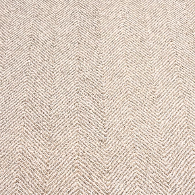 Modern Herringbone Chevron Collection Handcrafted Wool Area Rug - Durable, Zigzag Pattern, for High Traffic, Contemporary Design for Living Room, Bedroom, Dining Room Decor (Sand Beige, 8' x 11')