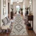 Tangsoo Hallway Runner Rug 2.6x12 Washable Runner Rug for Hallways, Non Slip Vintage Soft Low Pile Long Rug Runner, Print Distressed Carpet Runners for Kitchen Bedroom Entryway Bathroom Living Room